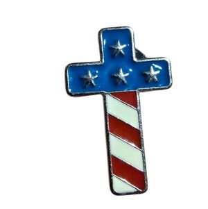 Patriotic Cross Enamel Pin